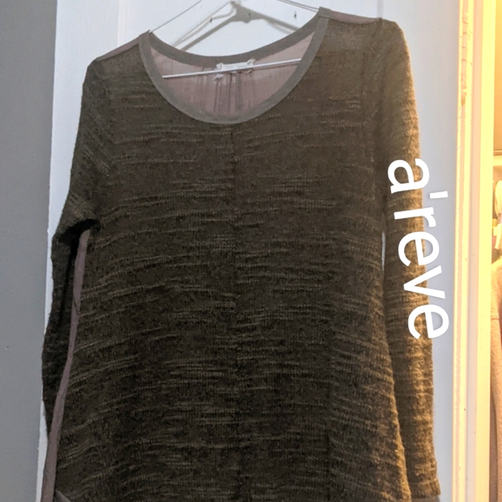 A'reve By Anthropologie Women's Casual Brown & Beige Pullover Tunic Sweater